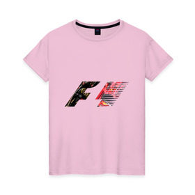 Женская футболка хлопок с принтом Formula 1 в Курске, 100% хлопок | прямой крой, круглый вырез горловины, длина до линии бедер, слегка спущенное плечо | 1 | f | f1 | formula | один | формула