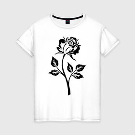 Женская футболка хлопок с принтом Черная роза в Курске, 100% хлопок | прямой крой, круглый вырез горловины, длина до линии бедер, слегка спущенное плечо | 