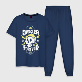 Мужская пижама хлопок с принтом Dweller Forever в Курске, 100% хлопок | брюки и футболка прямого кроя, без карманов, на брюках мягкая резинка на поясе и по низу штанин
 | 