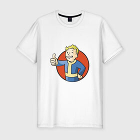 Мужская футболка премиум с принтом Fallout в Курске, 92% хлопок, 8% лайкра | приталенный силуэт, круглый вырез ворота, длина до линии бедра, короткий рукав | fallout fallout3 fallout4