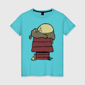 Женская футболка хлопок с принтом My Neighbor Peanut в Курске, 100% хлопок | прямой крой, круглый вырез горловины, длина до линии бедер, слегка спущенное плечо | 