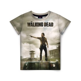 Детская футболка 3D с принтом The Walking Dead в Курске, 100% гипоаллергенный полиэфир | прямой крой, круглый вырез горловины, длина до линии бедер, чуть спущенное плечо, ткань немного тянется | зомби