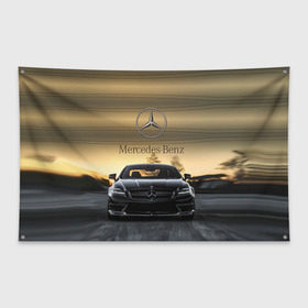 Флаг-баннер с принтом Mercedes в Курске, 100% полиэстер | размер 67 х 109 см, плотность ткани — 95 г/м2; по краям флага есть четыре люверса для крепления | amg | benz | mercedes | бенс | бенц | мерседес