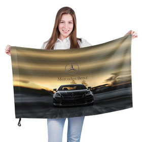 Флаг 3D с принтом Mercedes в Курске, 100% полиэстер | плотность ткани — 95 г/м2, размер — 67 х 109 см. Принт наносится с одной стороны | Тематика изображения на принте: amg | benz | mercedes | бенс | бенц | мерседес
