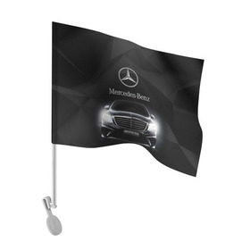 Флаг для автомобиля с принтом Mercedes в Курске, 100% полиэстер | Размер: 30*21 см | amg | benz | mercedes | бенс | бенц | мерседес