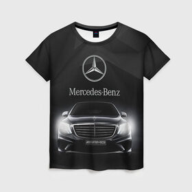 Женская футболка 3D с принтом Mercedes в Курске, 100% полиэфир ( синтетическое хлопкоподобное полотно) | прямой крой, круглый вырез горловины, длина до линии бедер | amg | benz | mercedes | бенс | бенц | мерседес