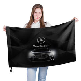 Флаг 3D с принтом Mercedes в Курске, 100% полиэстер | плотность ткани — 95 г/м2, размер — 67 х 109 см. Принт наносится с одной стороны | amg | benz | mercedes | бенс | бенц | мерседес