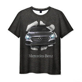 Мужская футболка 3D с принтом Mercedes в Курске, 100% полиэфир | прямой крой, круглый вырез горловины, длина до линии бедер | amg | benz | mercedes | бенс | бенц | кожа | мерседес