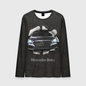 Мужской лонгслив 3D с принтом Mercedes в Курске, 100% полиэстер | длинные рукава, круглый вырез горловины, полуприлегающий силуэт | amg | benz | mercedes | бенс | бенц | кожа | мерседес