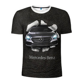 Мужская футболка 3D спортивная с принтом Mercedes в Курске, 100% полиэстер с улучшенными характеристиками | приталенный силуэт, круглая горловина, широкие плечи, сужается к линии бедра | amg | benz | mercedes | бенс | бенц | кожа | мерседес