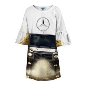 Детское платье 3D с принтом Mercedes в Курске, 100% полиэстер | прямой силуэт, чуть расширенный к низу. Круглая горловина, на рукавах — воланы | amg | benz | gelentvagen | mercedes | бенс | бенц | гелентваген | гелик | мерседес