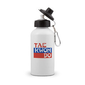 Бутылка спортивная с принтом Taekwondo Россия в Курске, металл | емкость — 500 мл, в комплекте две пластиковые крышки и карабин для крепления | тхэквондо