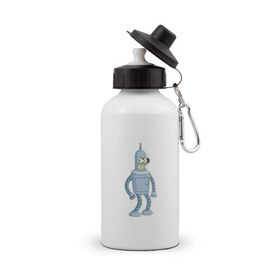 Бутылка спортивная с принтом Bender/Бендер в Курске, металл | емкость — 500 мл, в комплекте две пластиковые крышки и карабин для крепления | Тематика изображения на принте: 