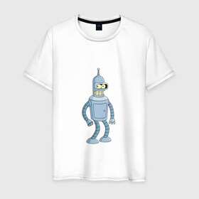 Мужская футболка хлопок с принтом Bender/Бендер в Курске, 100% хлопок | прямой крой, круглый вырез горловины, длина до линии бедер, слегка спущенное плечо. | 