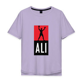 Мужская футболка хлопок Oversize с принтом Ali by boxcluber в Курске, 100% хлопок | свободный крой, круглый ворот, “спинка” длиннее передней части | Тематика изображения на принте: muhammad ali | мухаммед али