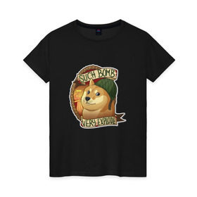 Женская футболка хлопок с принтом Собака взрывака в Курске, 100% хлопок | прямой крой, круглый вырез горловины, длина до линии бедер, слегка спущенное плечо | cs go | such bomb | доге | собака