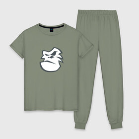 Женская пижама хлопок с принтом Горилла в Курске, 100% хлопок | брюки и футболка прямого кроя, без карманов, на брюках мягкая резинка на поясе и по низу штанин | горилла | обезьяна | обезьяна   символ 2016 года.новый год | символ года