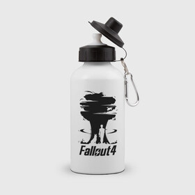 Бутылка спортивная с принтом Fallout 4: взрыв в Курске, металл | емкость — 500 мл, в комплекте две пластиковые крышки и карабин для крепления | Тематика изображения на принте: fallout | fallout 4: взрыввзрыв | апокалипсис | игры | подарок | ядерный