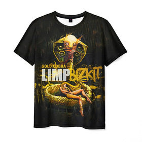 Мужская футболка 3D с принтом Limp Bizkit в Курске, 100% полиэфир | прямой крой, круглый вырез горловины, длина до линии бедер | bizkit | cobra | gold | limp | limp bizkit | бизкит | голд | кобра | лимп | лимп бизкит | лимпбизкит | рок