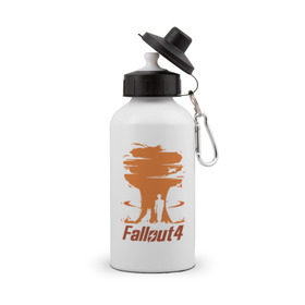 Бутылка спортивная с принтом Fallout 4 в Курске, металл | емкость — 500 мл, в комплекте две пластиковые крышки и карабин для крепления | Тематика изображения на принте: 4 | fallout | взрыв | игра | изображение постера из игры fallout 4.серия игр fallout.     четыре | собака.