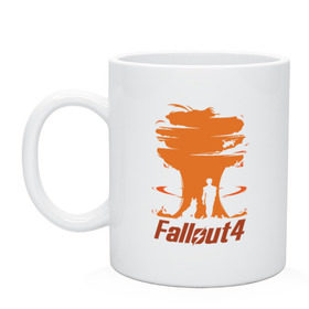 Кружка с принтом Fallout 4 в Курске, керамика | объем — 330 мл, диаметр — 80 мм. Принт наносится на бока кружки, можно сделать два разных изображения | 4 | fallout | взрыв | игра | изображение постера из игры fallout 4.серия игр fallout.     четыре | собака.