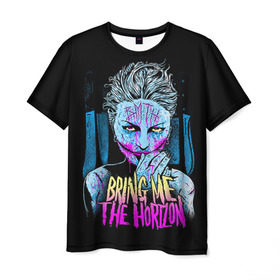 Мужская футболка 3D с принтом Bring Me The Horizon в Курске, 100% полиэфир | прямой крой, круглый вырез горловины, длина до линии бедер | bmth | bring me the horizon | hardcore | rock | музыка | рок