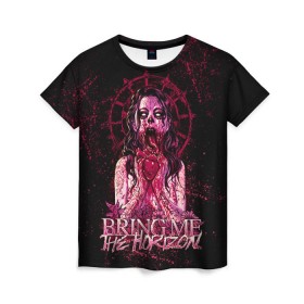 Женская футболка 3D с принтом Bring Me The Horizon в Курске, 100% полиэфир ( синтетическое хлопкоподобное полотно) | прямой крой, круглый вырез горловины, длина до линии бедер | bmth | bring me the horizon | hardcore | rock | музыка | рок
