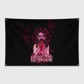 Флаг-баннер с принтом Bring Me The Horizon в Курске, 100% полиэстер | размер 67 х 109 см, плотность ткани — 95 г/м2; по краям флага есть четыре люверса для крепления | bmth | bring me the horizon | hardcore | rock | музыка | рок