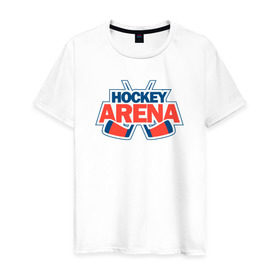 Мужская футболка хлопок с принтом Hockey Arena в Курске, 100% хлопок | прямой крой, круглый вырез горловины, длина до линии бедер, слегка спущенное плечо. | arena | hockey | для фанатов игры hockey arenahockeyarena