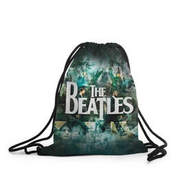 Рюкзак-мешок 3D с принтом The Beatles в Курске, 100% полиэстер | плотность ткани — 200 г/м2, размер — 35 х 45 см; лямки — толстые шнурки, застежка на шнуровке, без карманов и подкладки | Тематика изображения на принте: beatles | rock | the beatles | битлз | битлс | битлы | рок