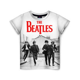 Детская футболка 3D с принтом The Beatles в Курске, 100% гипоаллергенный полиэфир | прямой крой, круглый вырез горловины, длина до линии бедер, чуть спущенное плечо, ткань немного тянется | Тематика изображения на принте: beatles | rock | the beatles | битлз | битлс | битлы | рок