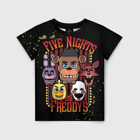 Детская футболка 3D с принтом Five Nights At Freddy`s в Курске, 100% гипоаллергенный полиэфир | прямой крой, круглый вырез горловины, длина до линии бедер, чуть спущенное плечо, ткань немного тянется | five nights at freddys | fnaf | freddy | игры | медведь | мишка | фнаф | фредди