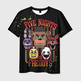 Мужская футболка 3D с принтом Five Nights At Freddy`s в Курске, 100% полиэфир | прямой крой, круглый вырез горловины, длина до линии бедер | Тематика изображения на принте: five nights at freddys | fnaf | freddy | игры | медведь | мишка | фнаф | фредди