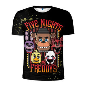 Мужская футболка 3D спортивная с принтом Five Nights At Freddy`s в Курске, 100% полиэстер с улучшенными характеристиками | приталенный силуэт, круглая горловина, широкие плечи, сужается к линии бедра | five nights at freddys | fnaf | freddy | игры | медведь | мишка | фнаф | фредди