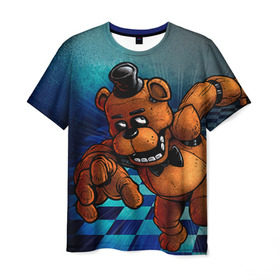 Мужская футболка 3D с принтом Five Nights At Freddy`s в Курске, 100% полиэфир | прямой крой, круглый вырез горловины, длина до линии бедер | five nights at freddys | fnaf | freddy | игры | медведь | мишка | фнаф | фредди