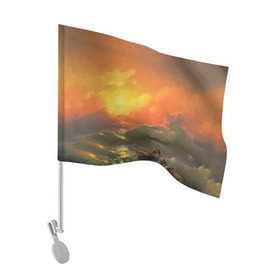 Флаг для автомобиля с принтом Айвазовский - 9 Вал в Курске, 100% полиэстер | Размер: 30*21 см | Тематика изображения на принте: 9 вал | айвазовский | вал | девятый | картина | море | пейзаж | феодосия | художник | черное | шторм