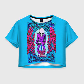 Женская футболка 3D укороченная с принтом Drop Dead в Курске, 100% полиэстер | круглая горловина, длина футболки до линии талии, рукава с отворотами | drop dead
