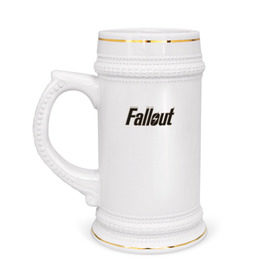 Кружка пивная с принтом Fallout 4 в Курске,  керамика (Материал выдерживает высокую температуру, стоит избегать резкого перепада температур) |  объем 630 мл | Тематика изображения на принте: fallout 4 фаллаут распад shelter vault pipboy