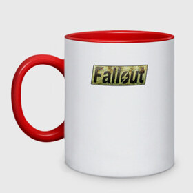 Кружка двухцветная с принтом Fallout 4 в Курске, керамика | объем — 330 мл, диаметр — 80 мм. Цветная ручка и кайма сверху, в некоторых цветах — вся внутренняя часть | fallout 4 фаллаут распад shelter vault pipboy