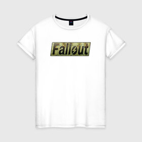 Женская футболка хлопок с принтом Fallout 4 в Курске, 100% хлопок | прямой крой, круглый вырез горловины, длина до линии бедер, слегка спущенное плечо | fallout 4 фаллаут распад shelter vault pipboy