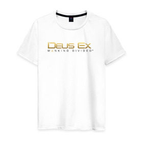 Мужская футболка хлопок с принтом Deus Ex Mankind Divided в Курске, 100% хлопок | прямой крой, круглый вырез горловины, длина до линии бедер, слегка спущенное плечо. | deus ex mankind divided human revolution
