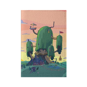 Обложка для паспорта матовая кожа с принтом Adventure Time в Курске, натуральная матовая кожа | размер 19,3 х 13,7 см; прозрачные пластиковые крепления | adventure time | время приключений | пейзаж