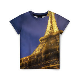 Детская футболка 3D с принтом Эйфелева башня в Курске, 100% гипоаллергенный полиэфир | прямой крой, круглый вырез горловины, длина до линии бедер, чуть спущенное плечо, ткань немного тянется | париж | эйфелева башня