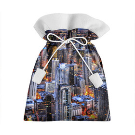 Подарочный 3D мешок с принтом Вечерний город в Курске, 100% полиэстер | Размер: 29*39 см | Тематика изображения на принте: ночь | огни | пейзаж