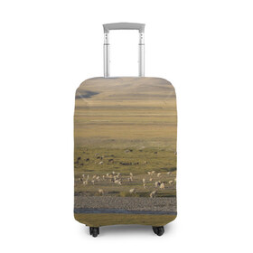 Чехол для чемодана 3D с принтом Долина жизни в Курске, 86% полиэфир, 14% спандекс | двустороннее нанесение принта, прорези для ручек и колес | алтай | горы | долина | камни | пастбище в горной долинеживотные | пески | пустыни | рек
