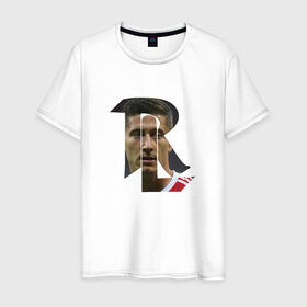 Мужская футболка хлопок с принтом Robert Levandovski в Курске, 100% хлопок | прямой крой, круглый вырез горловины, длина до линии бедер, слегка спущенное плечо. | бавария