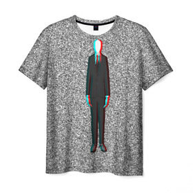 Мужская футболка 3D с принтом Слендер в Курске, 100% полиэфир | прямой крой, круглый вырез горловины, длина до линии бедер | Тематика изображения на принте: man | slender | тонкий | хоррор | худой