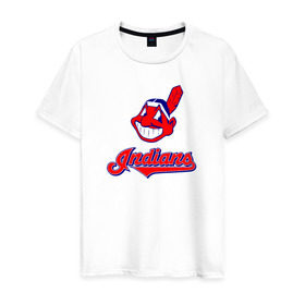 Мужская футболка хлопок с принтом Cleveland Indians в Курске, 100% хлопок | прямой крой, круглый вырез горловины, длина до линии бедер, слегка спущенное плечо. | Тематика изображения на принте: 