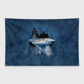 Флаг-баннер с принтом Авианосец в Курске, 100% полиэстер | размер 67 х 109 см, плотность ткани — 95 г/м2; по краям флага есть четыре люверса для крепления | mountain | авианосец | адмирал | корабль | кузнецов | маунтин