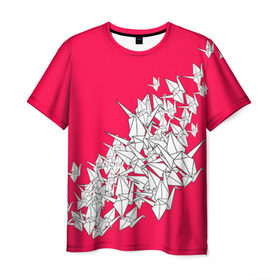 Мужская футболка 3D с принтом 1000 Cranes в Курске, 100% полиэфир | прямой крой, круглый вырез горловины, длина до линии бедер | 1000 cranes | cranes | paper | бумага | бумажные | журавли | журавлики | оригами